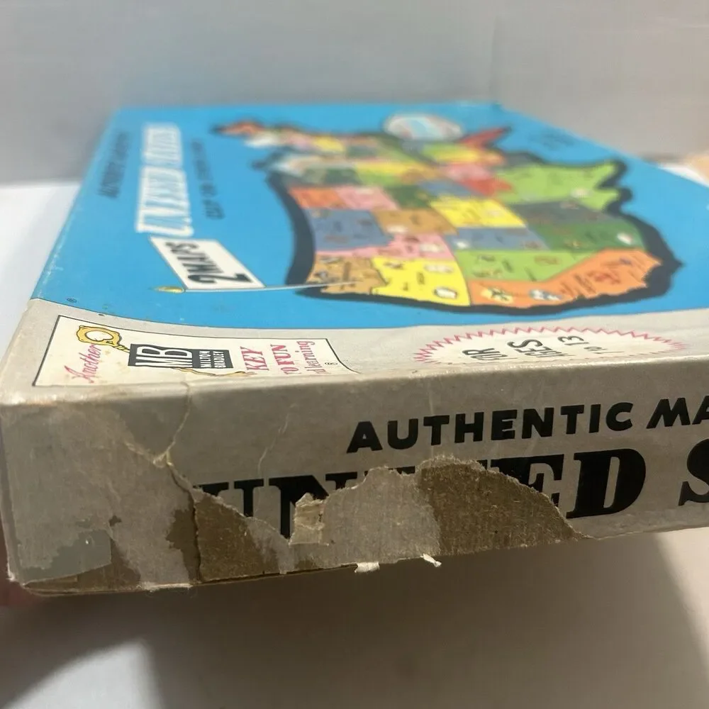 VTG Milton Bradley United States Authentic Map Puzzle 1961 Hawaii Alaska 2-Sided